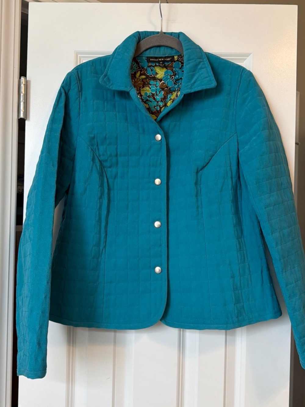 Briggs New York Quilted Teal Snap-Front Jacket